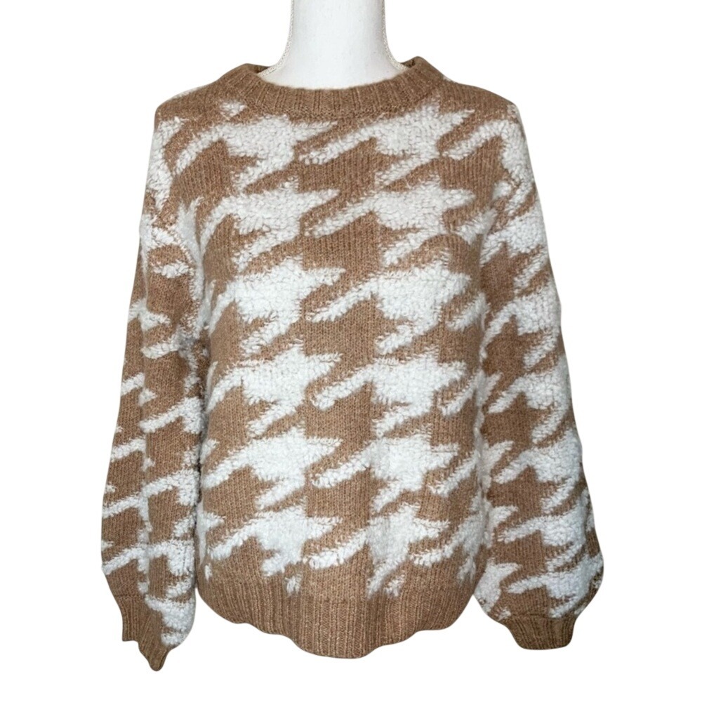 NWT Line and Dot Houndstooth‎ Crew Neck Sweater Women Size Medium